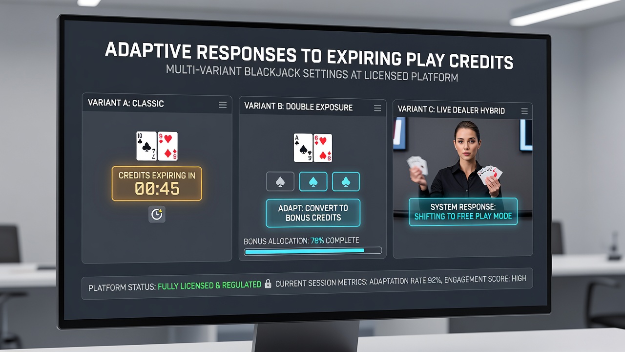 Strategic session adjustments displayed across live blackjack interfaces with credit timers active
