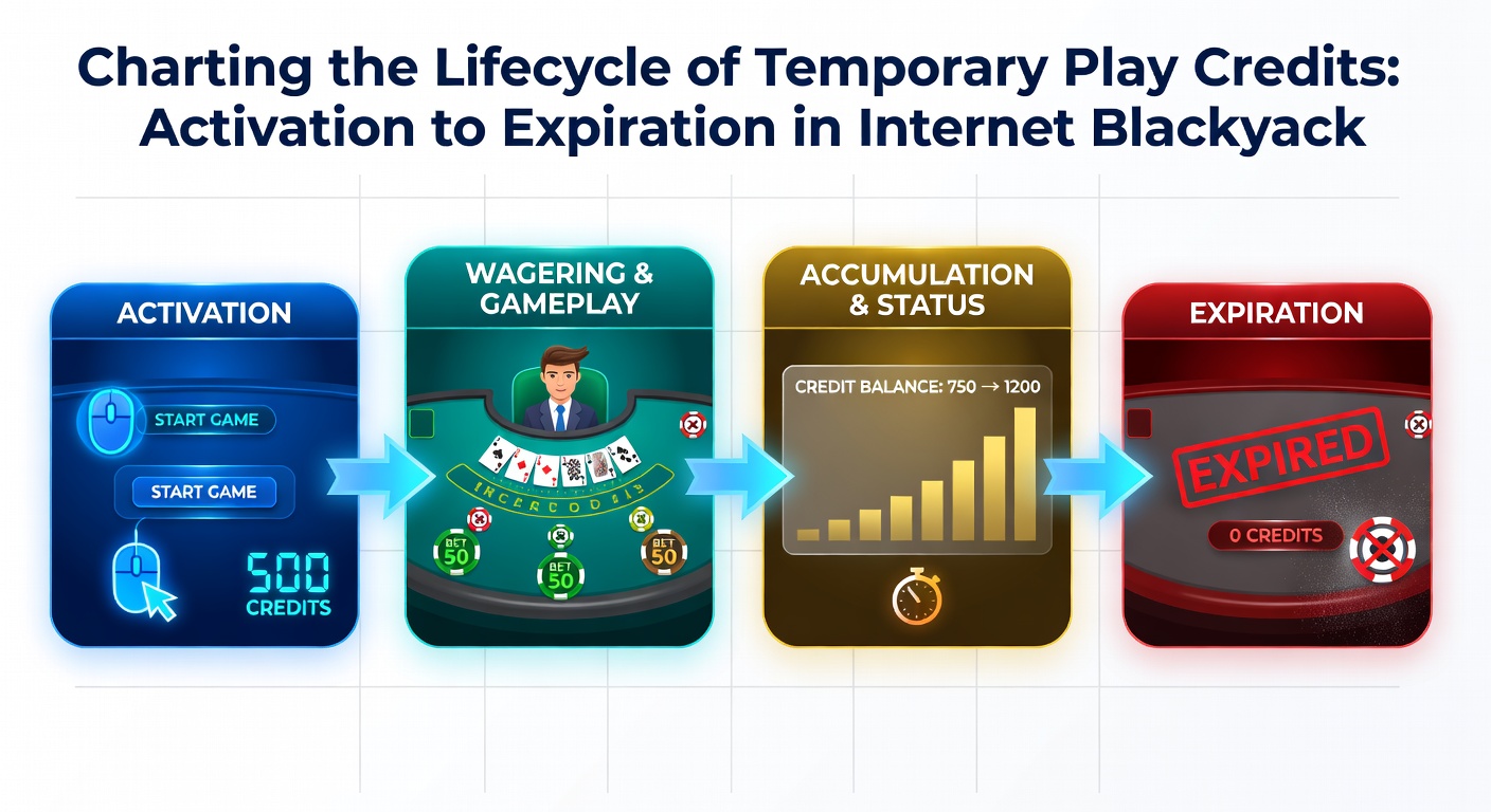 Illustration of temporary play credit lifecycle stages in online blackjack platforms