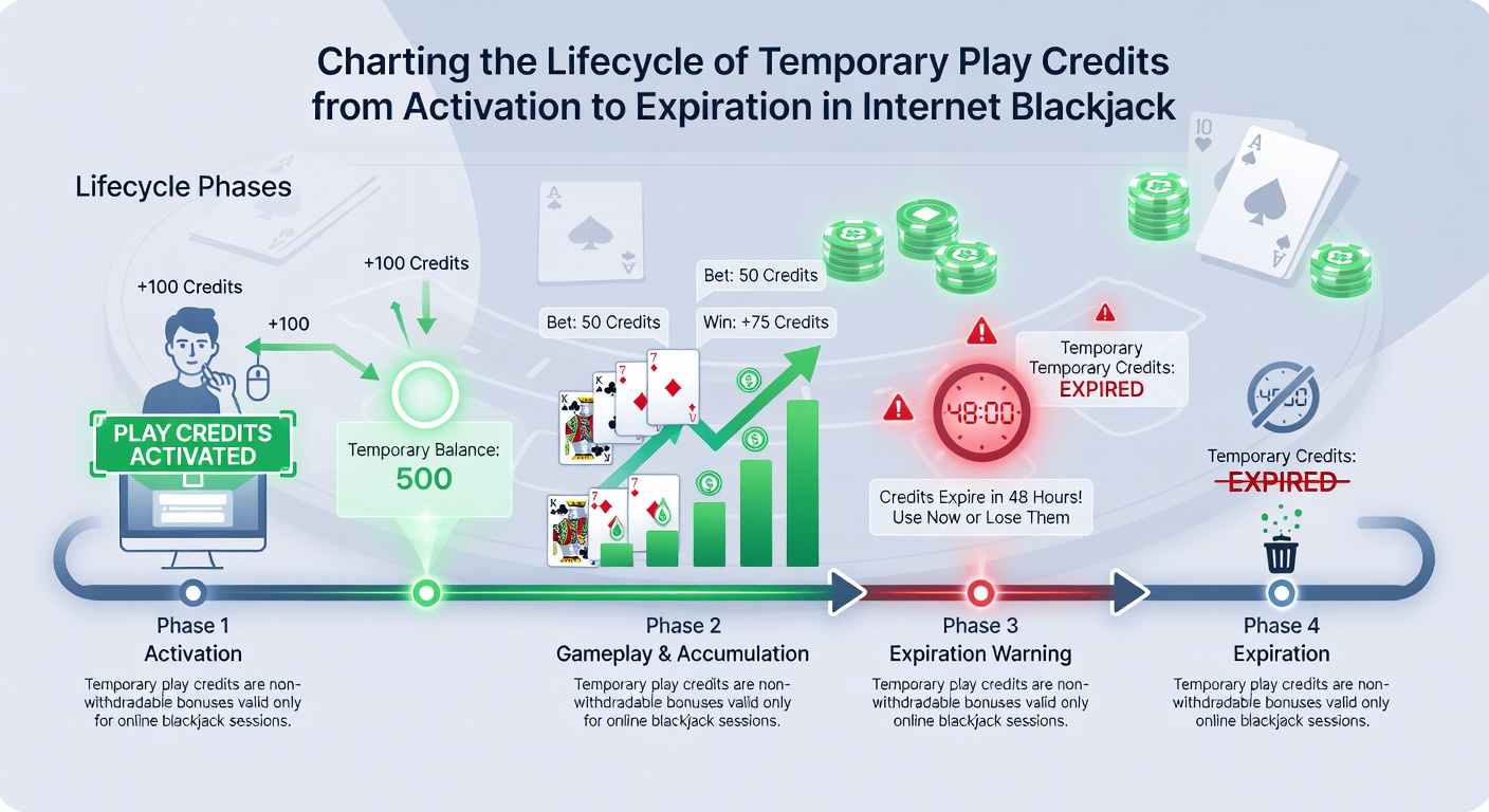 Diagram showing credit balance changes during active blackjack sessions