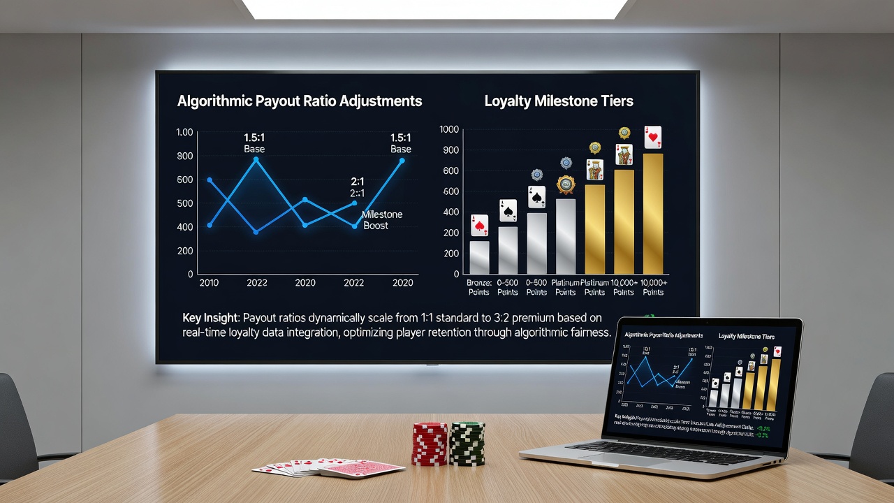 Mid-article view of payout ratio adjustments during loyalty redemptions at digital blackjack tables