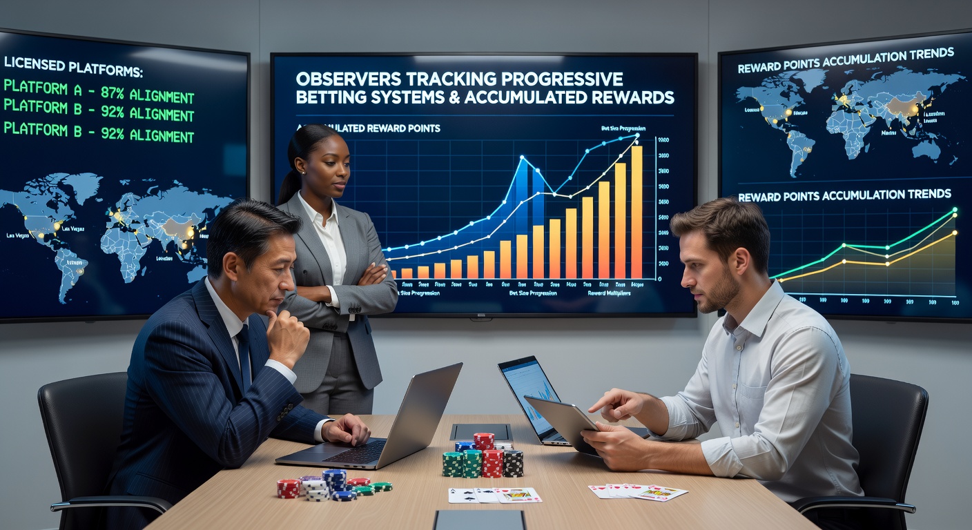 Chart showing progressive betting patterns alongside reward point accumulation in licensed blackjack sessions