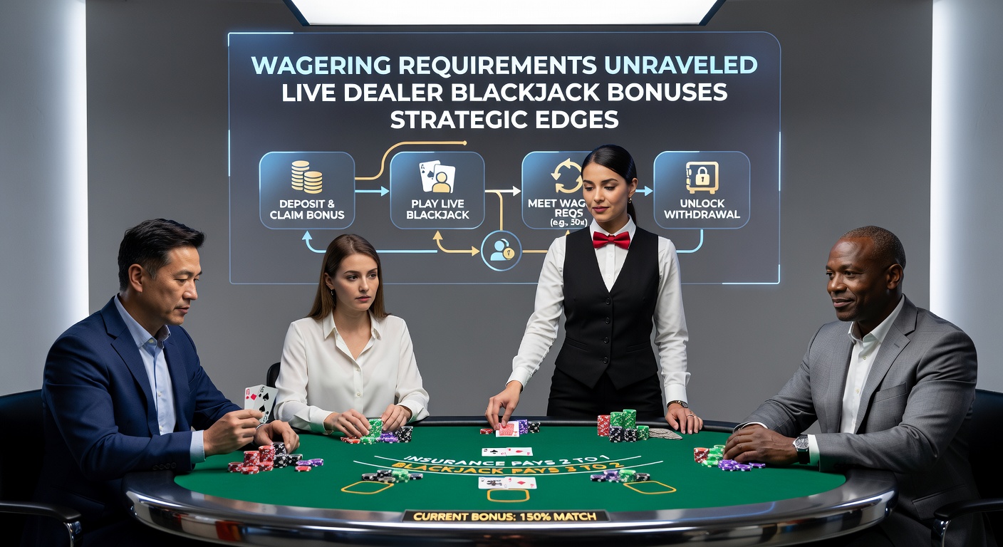 Close-up of a live dealer dealing blackjack cards on a high-tech table, overlaid with charts showing wagering progress bars and strategic play paths